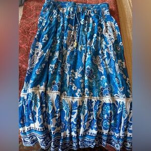 Blue tiered boho skirt